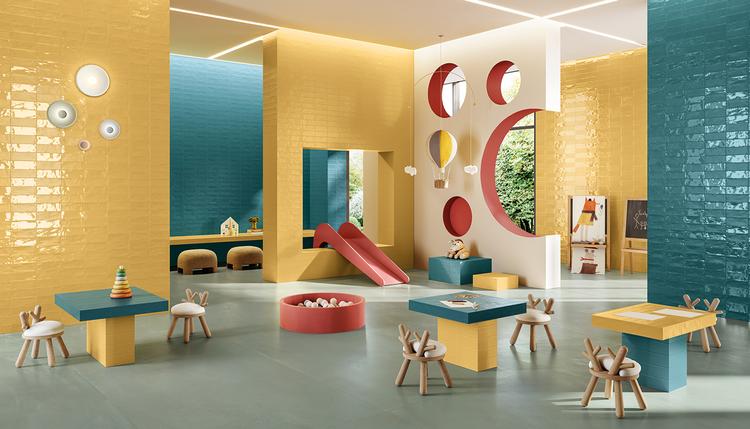 Abacus | Emilceramica Gres Porcelánico Ergon Abacus Ladrillo,cemento,resina Espacios Públicos Senape Lux,petrolio Lux,senape Matt,senape Plissè Lux,petrolio Plissè Lux,verde Salvia Imagen Galería | Emilceramica