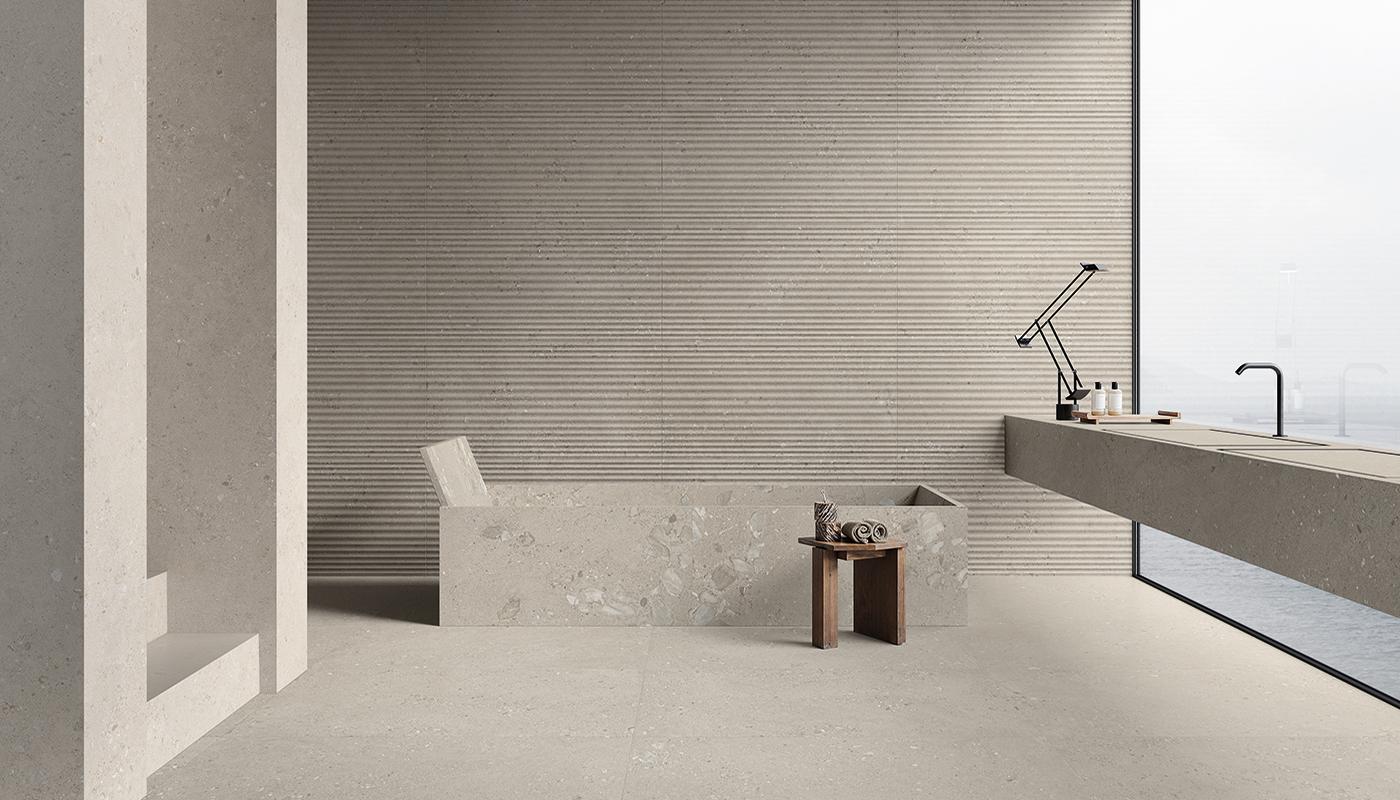 Porcelain Stoneware Ergon Gemmastone Stone Bathroom Basalto Gemma Fine,basalto Gemma Giant,basalto | Emilceramica