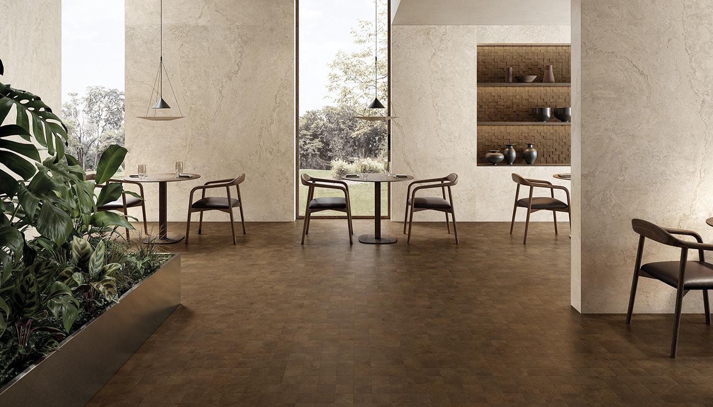 Porcelain Stoneware Provenza W-circles Stone,wood Restaurant Beige Variée,wenge' Fondo | Emilceramica Porcelain Stoneware Provenza W-circles Stone,wood Restaurant Beige Variée,wenge' Fondo | Emilceramica