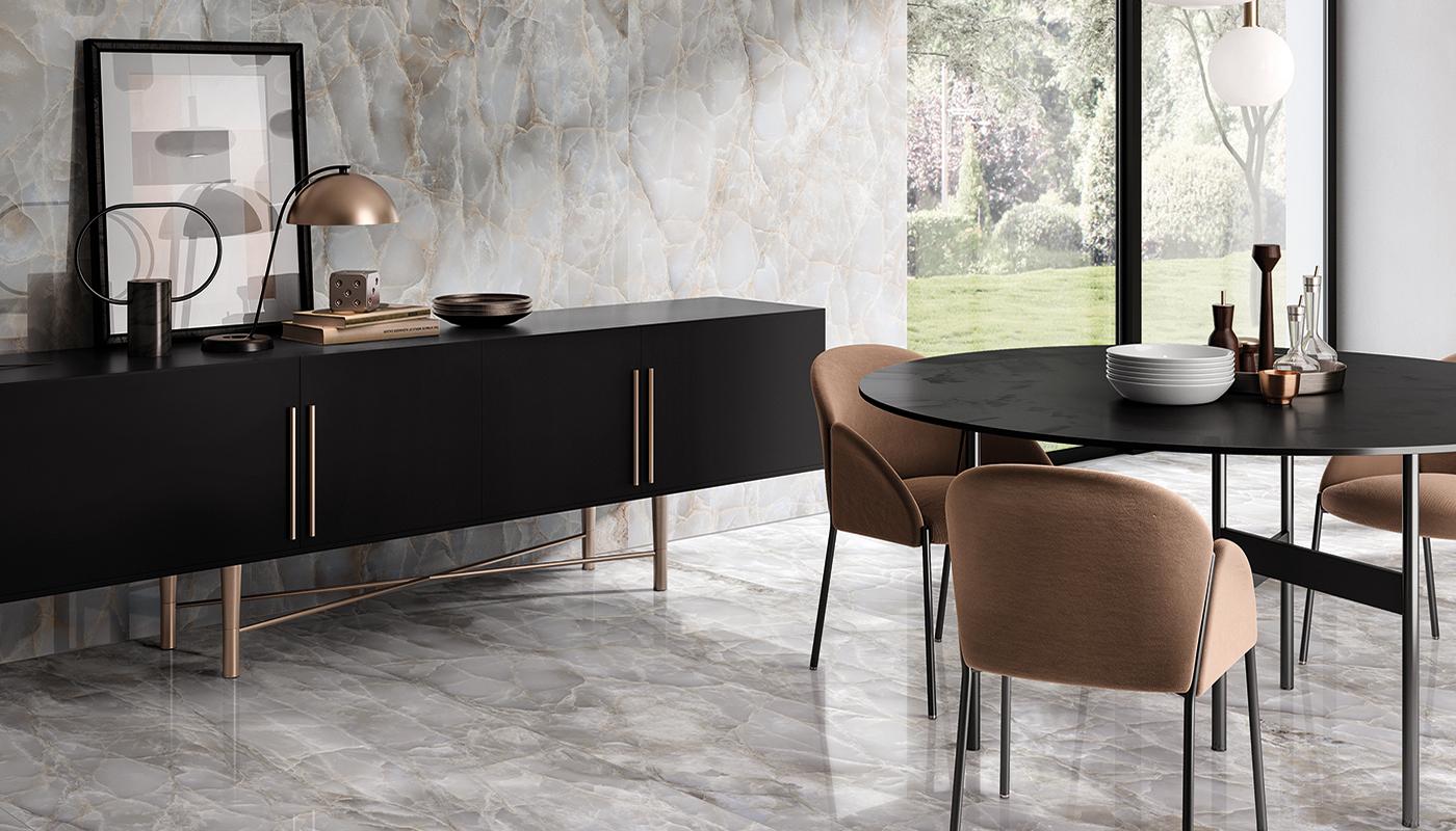 Porcelain Stoneware Emil Tele Di Marmo Reloaded Marble Dining Room Onice Klimt Base | Emilceramica Porcelain Stoneware Emil Tele Di Marmo Reloaded Marble Dining Room Onice Klimt Base | Emilceramica