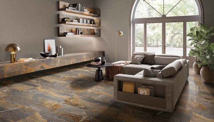 Tele Di Marmo Reloaded | Emilceramica Porcelain Stoneware Emil Tele Di Marmo Reloaded Marble Living-room Fossil Brown Malevic Base | Emilceramica