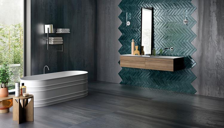 Metallica | Emilceramica Porcelain Stoneware Viva Metallica Metal Bathroom Calamine | Emilceramica