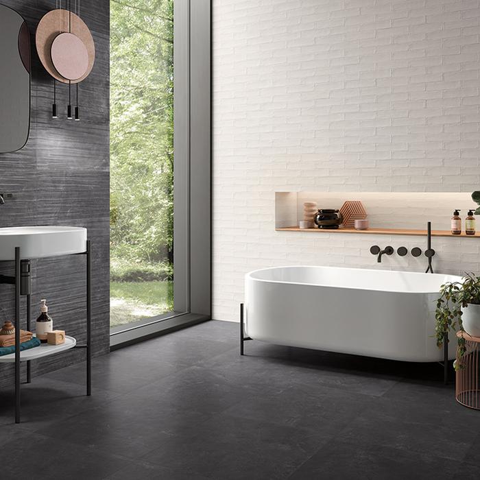 A modern and elegant bathroom thanks to concrete-effect tiles 264