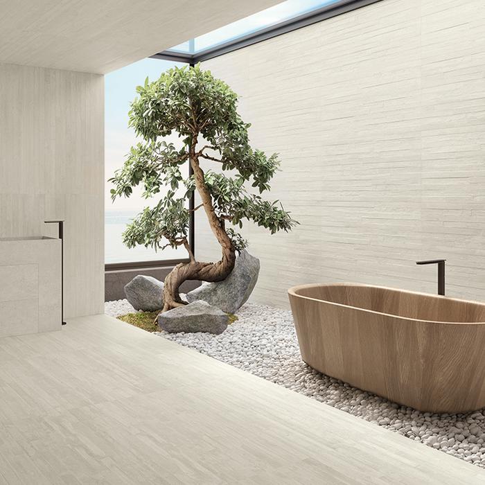 A modern and elegant bathroom thanks to concrete-effect tiles 264