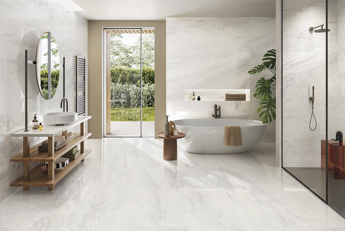 Three tile and grout color combinations for designer floors