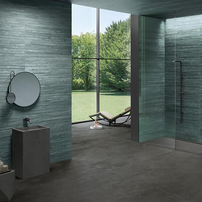 A modern and elegant bathroom thanks to concrete-effect tiles 264