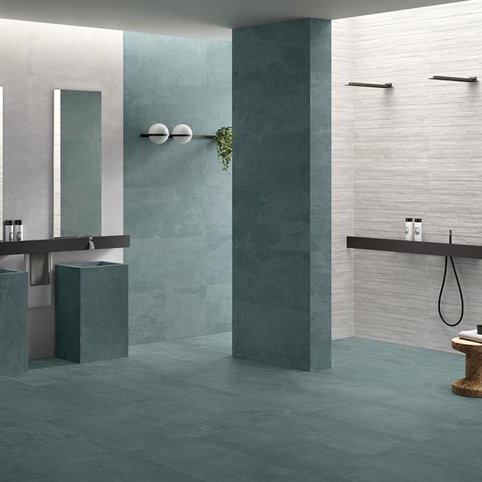 A modern and elegant bathroom thanks to concrete-effect tiles 264